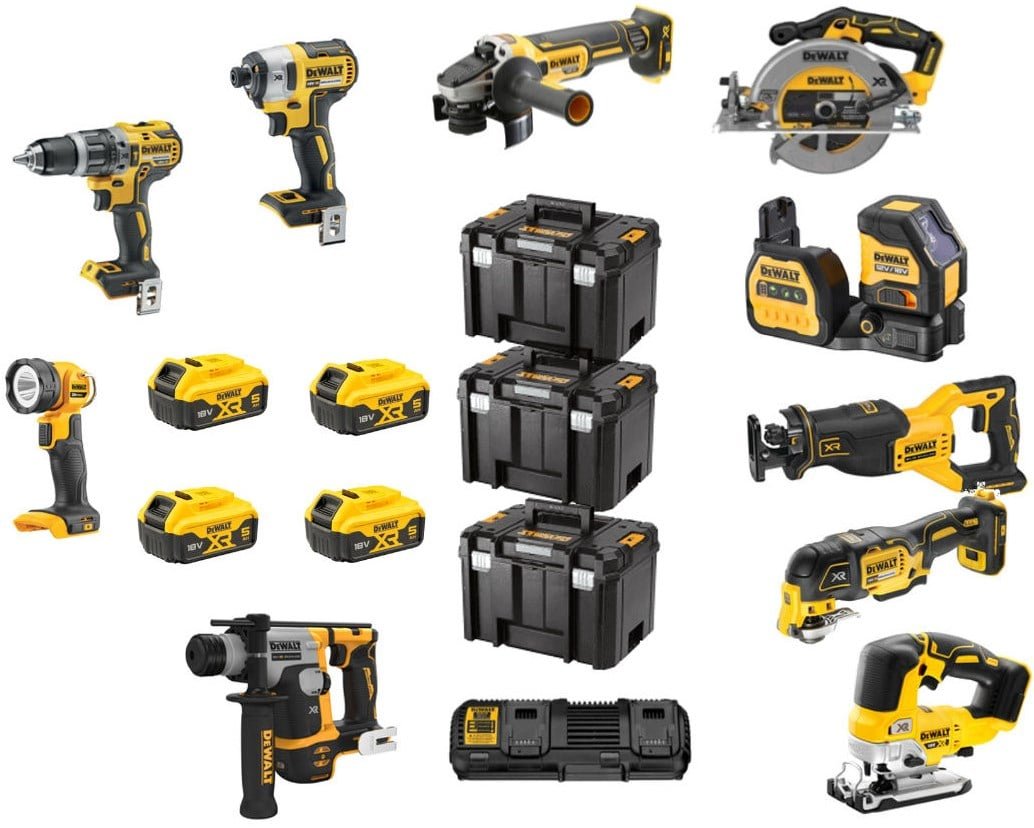 DeWalt DCK1012P4T-QW | 10-Piece Combo Pack | XR 18 Volt | 5.0 Ah | Li-Ion | 4 Batteries – DCK1012P4T-QW