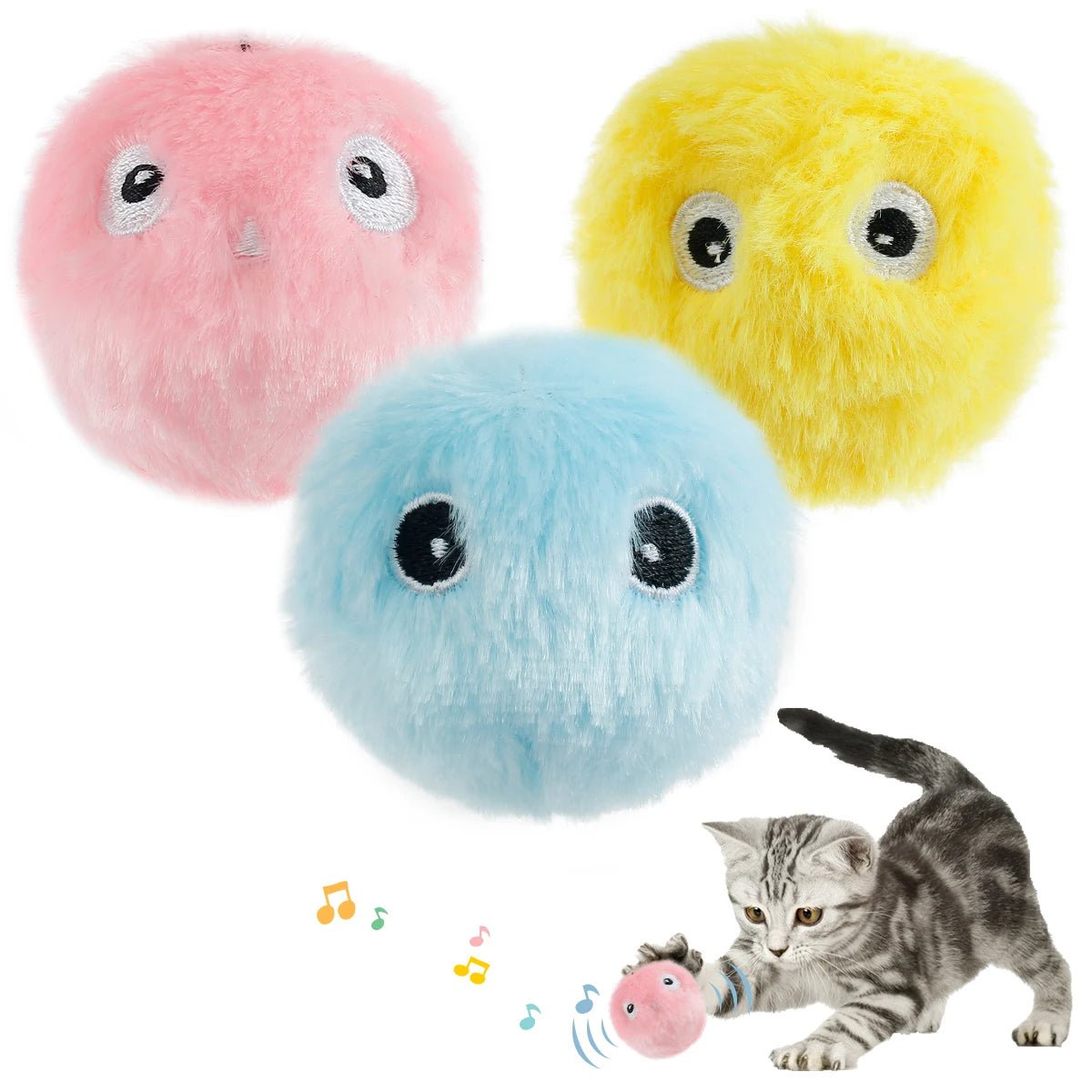 Interactieve katten pluche speelballen met dierengeluiden