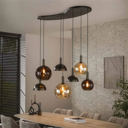 Clemenza 7-Light Pendant Lamp Brown/Amber