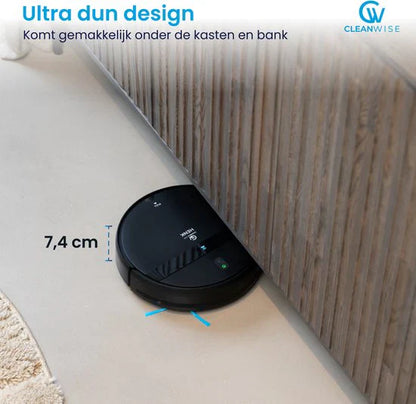 CleanWise Henk – Robot vacuum cleaner with mopping function and charging station – 4500 Pa suction power, 5 cleaning modes, app and voice control, ideal for pets, hard floors & carpets