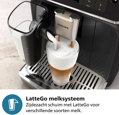 2300 Series – Fully Automatic Espresso Machine – LatteGo Milk System – 4 Different Drinks – Black – EP2334/10