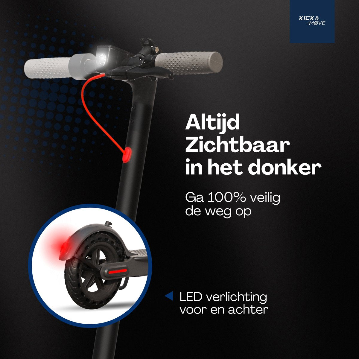 Kick&Move Electric Scooter - Anti-Puncture Tires - 31 km/h - App - LED Lighting - Cruise Control - Shock-Resistant Wheels - Anti-Theft Option