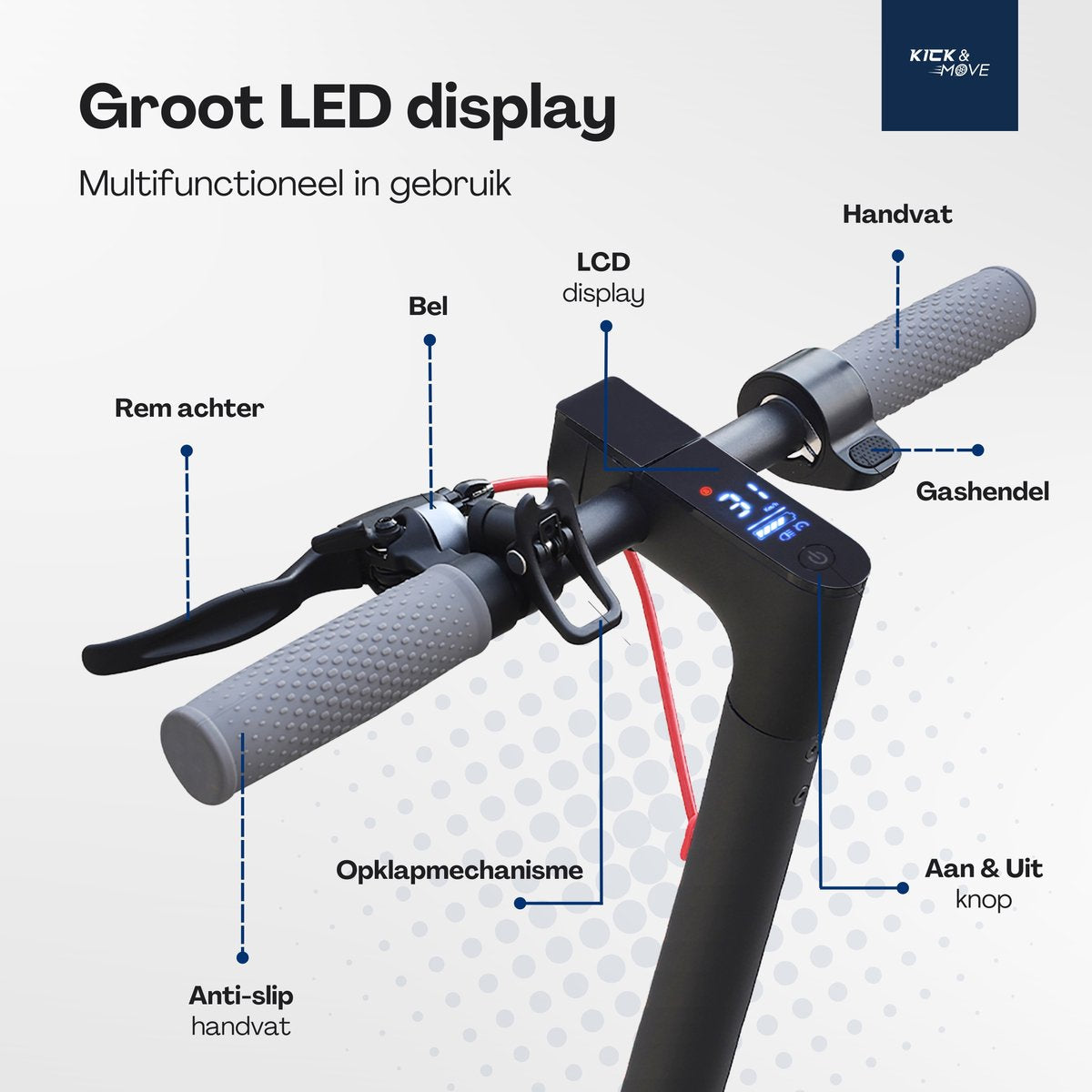 Kick&Move Electric Scooter - Anti-Puncture Tires - 31 km/h - App - LED Lighting - Cruise Control - Shock-Resistant Wheels - Anti-Theft Option