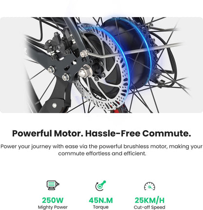 Touroll J1 ST 27.5 inch Trekking Bike with 250W Motor, 36V 15.6Ah Battery, Max 100km Range, 1.8" LCD Display Shimano 7-Speed Disc Brake - Black